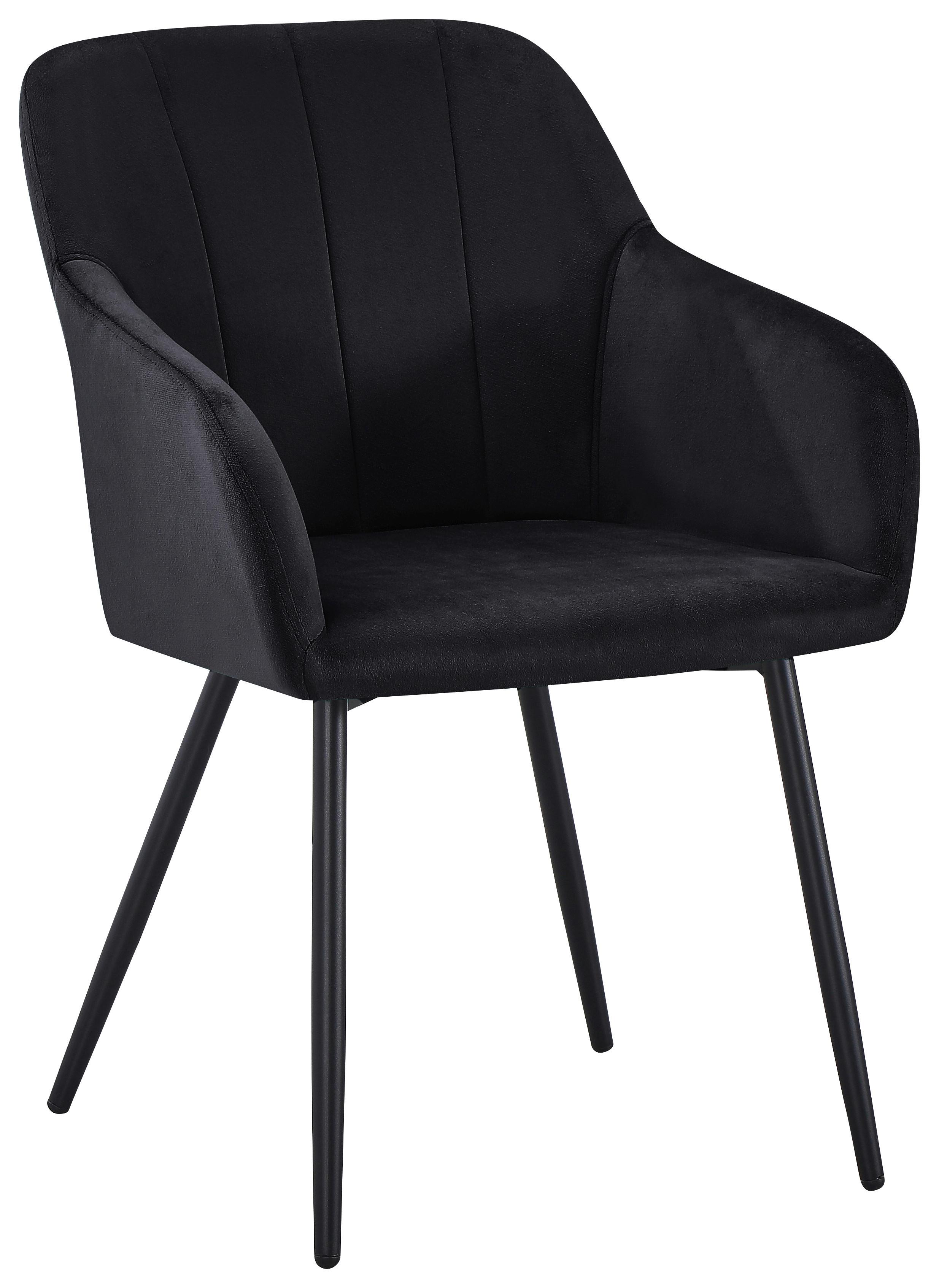 Armlehnstuhl Jenke Samt Schwarz, B: 56 Cm - Schwarz, KONVENTIONELL, Textil/Metall (56/82/62cm) - Nedis SmartLife