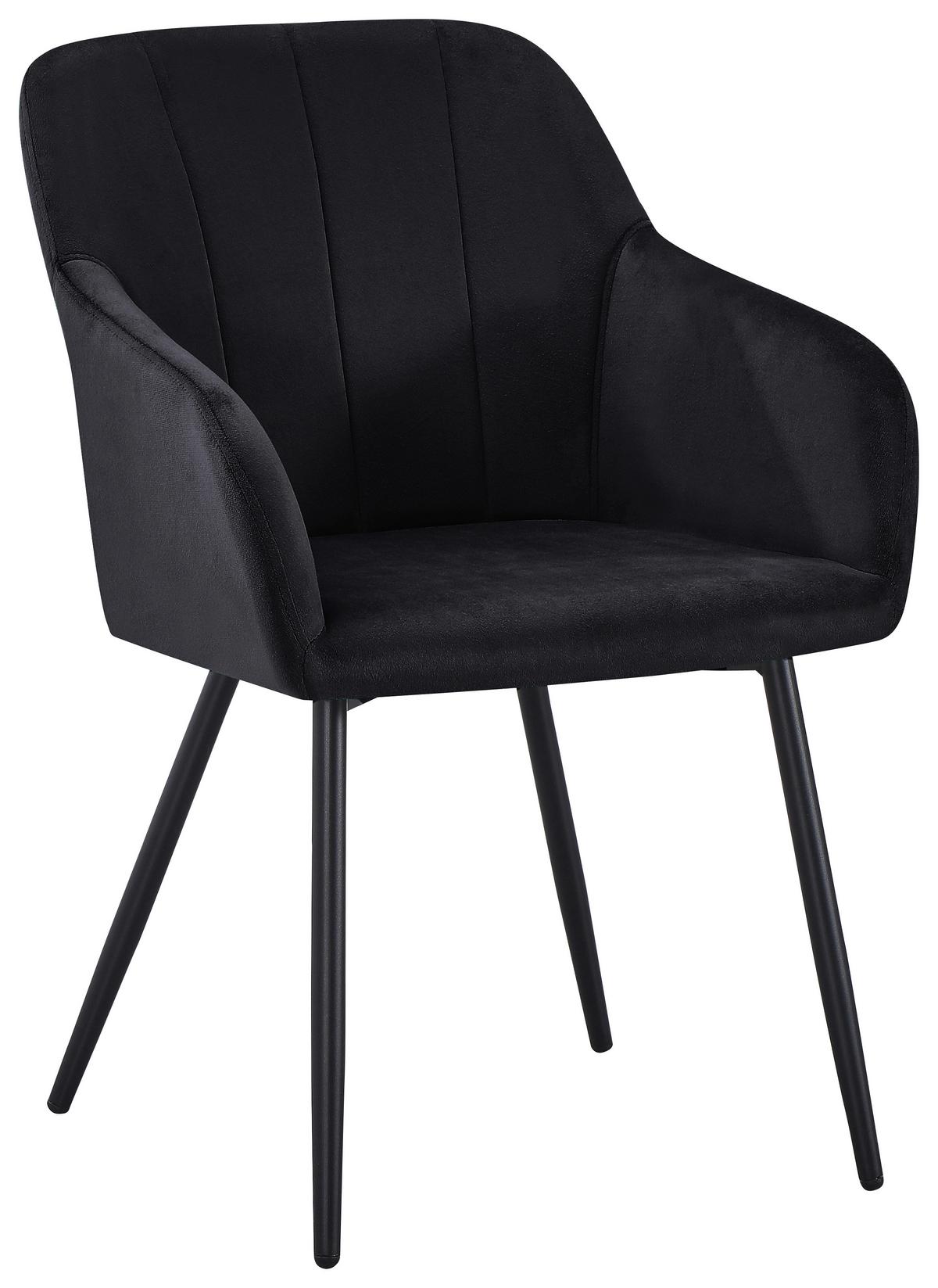 Armlehnstuhl Jenke Samt Schwarz, B: 56 Cm - Schwarz, KONVENTIONELL, Textil/Metall (56/82/62cm) - Nedis SmartLife