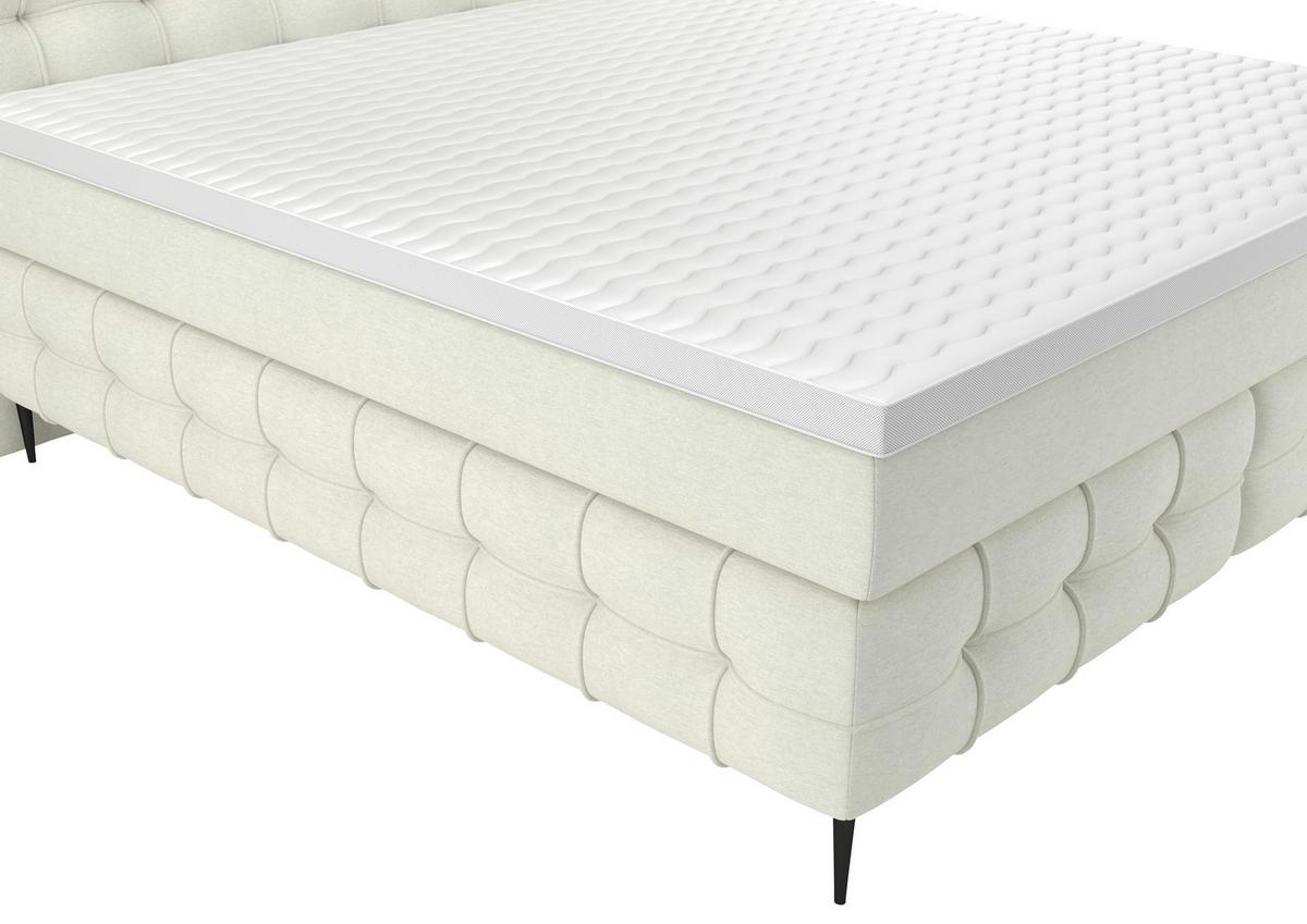 Boxspring- Ágy Scarlett 160/200cm - krémszínű, Konventionell, faalapú anyag/textil (160/200cm)