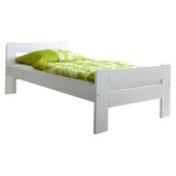 Bett Bert 100x200 cm Weiß - Weiß, Natur, Holz (100/200cm) - Carryhome