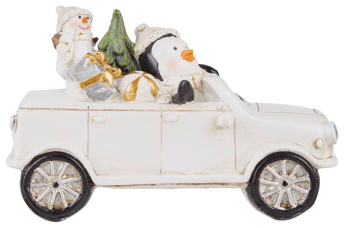 Schneemann Lewi - Goldfarben/Schwarz, KONVENTIONELL, Kunststoff (14,5/6/9,5cm) - Luca Bessoni