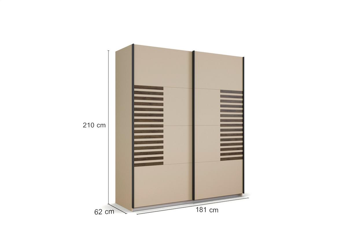 Schwebetürenschrank Barea Champagner Eiche Dekor - Eiche dunkel/Champagner, MODERN, Holzwerkstoff (181/210/62cm) - Rauch Möbel
