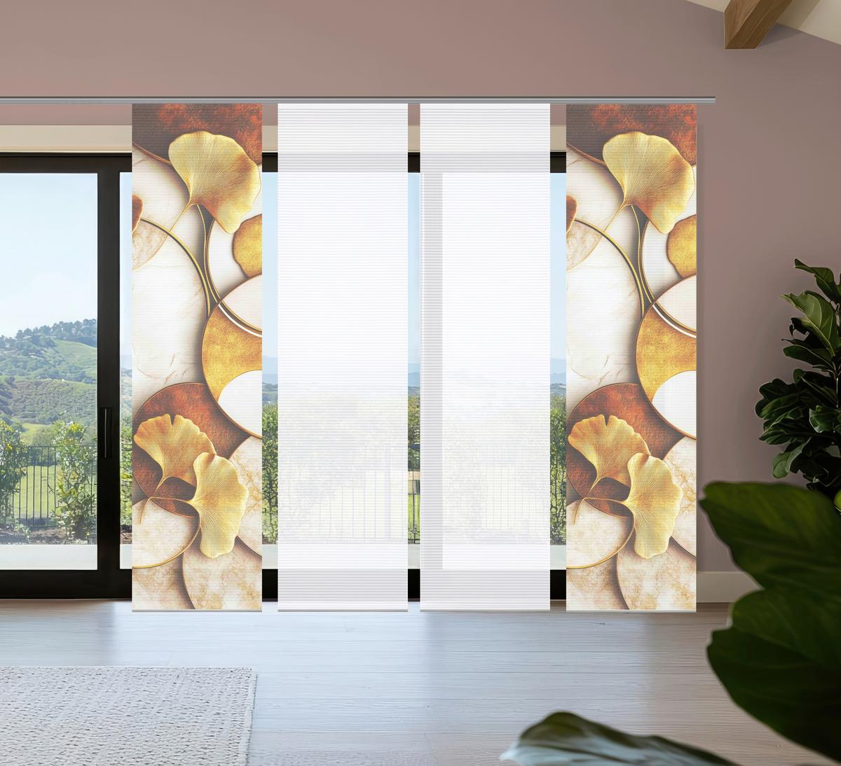 Flächenvorhang Storm 4er Set - Cognac/Goldfarben, Natur, Textil (60/245cm)