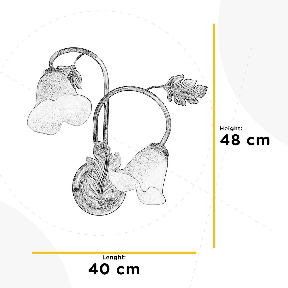 Wandleuchte 4836/Ap2 - Silberfarben/Weiß, KONVENTIONELL, Glas/Metall (40/48cm)