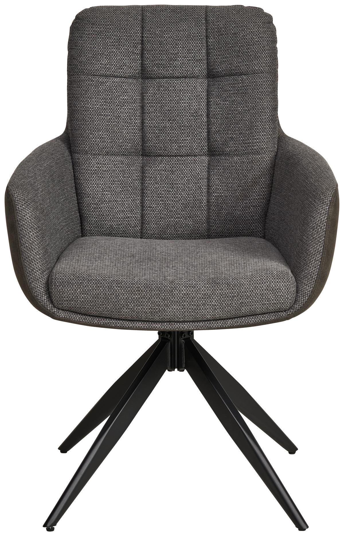 Armlehnstuhl Naim Grau B: 60 Cm, 180 ° Drehbar - Schwarz/Grau, KONVENTIONELL, Holz/Textil (60/93/66cm) - MID.YOU