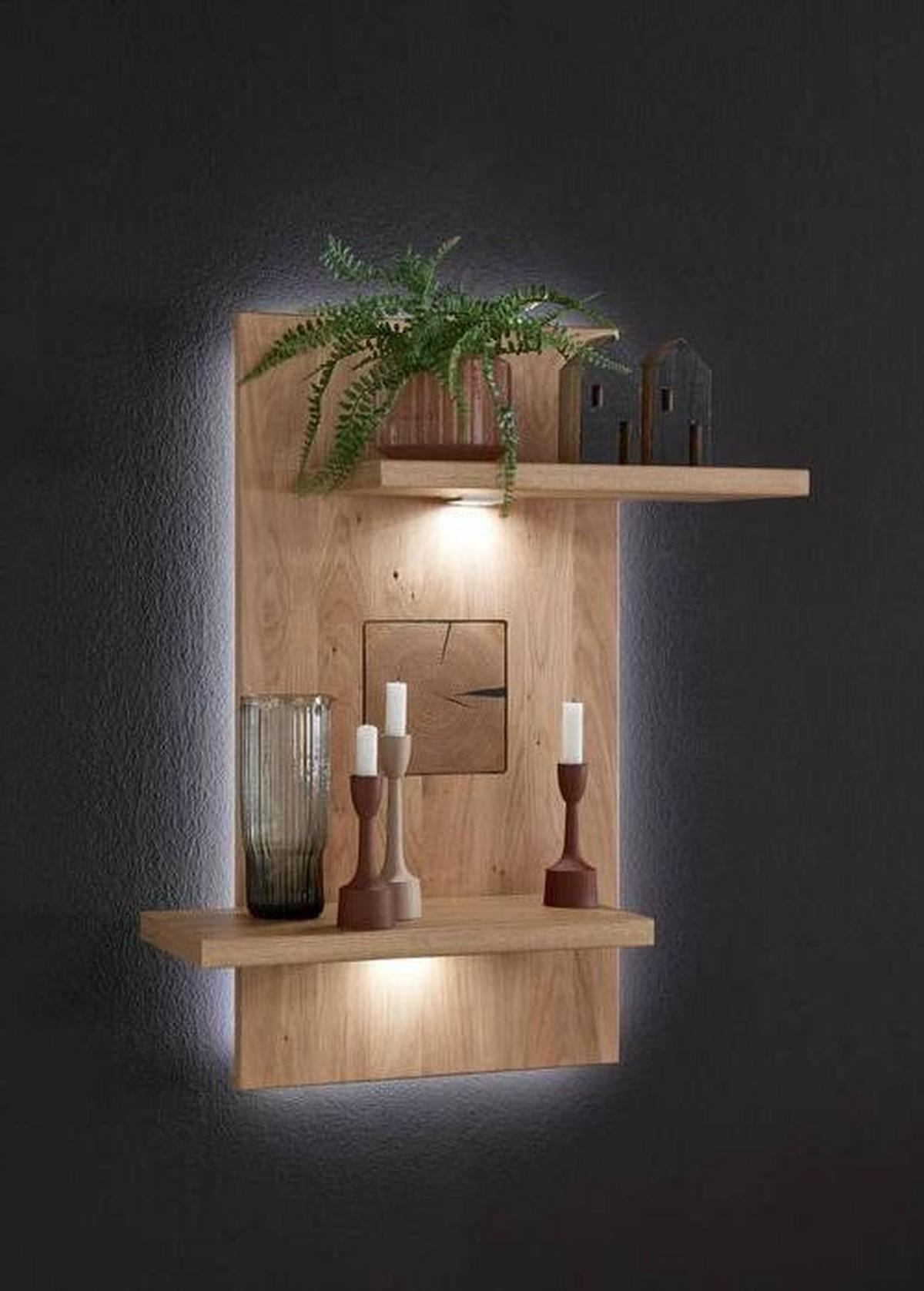 Wohnwand Kansas - Alteiche/Silberfarben, KONVENTIONELL, Glas/Holz (317,1/171/50,2cm) - Livetastic