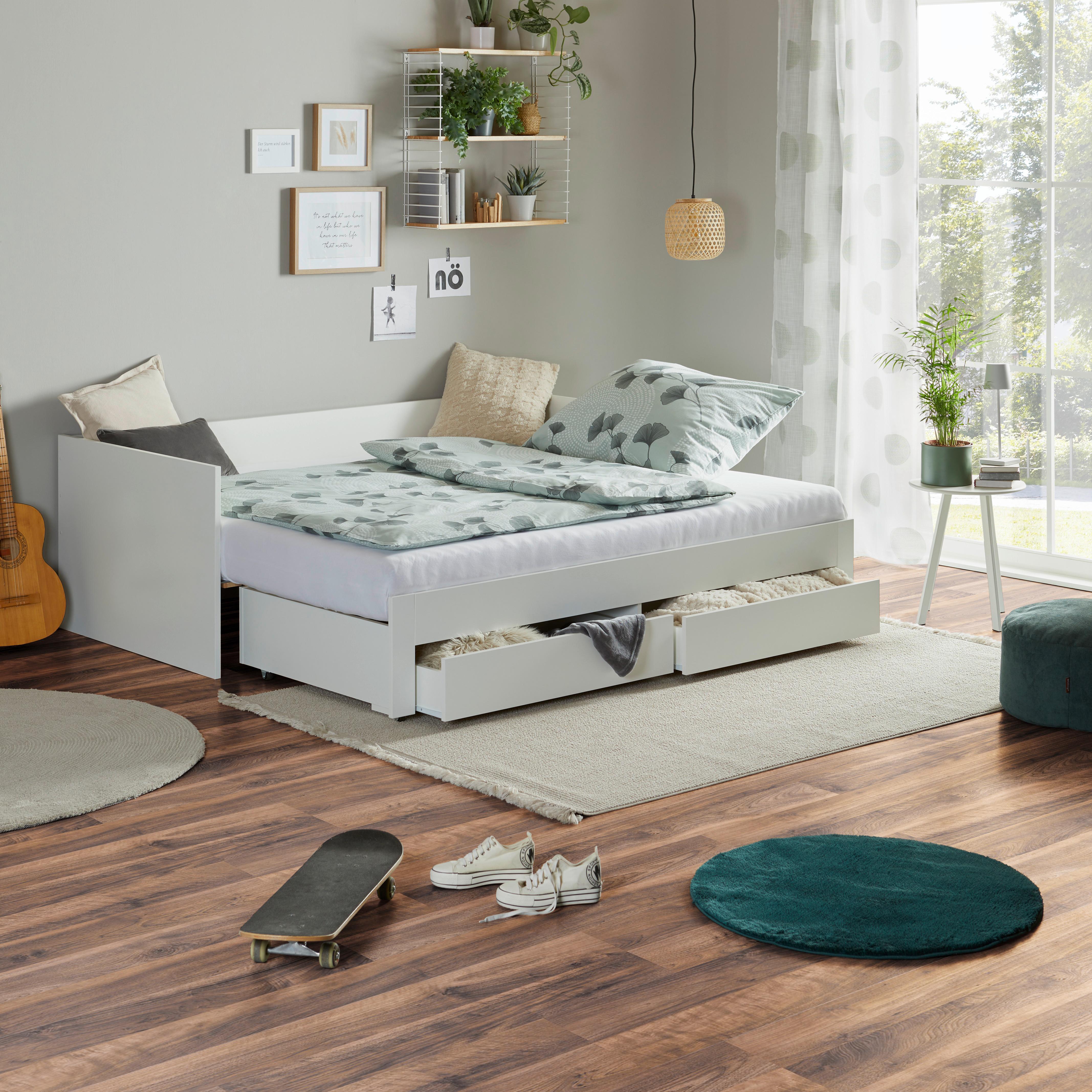 POSTEĽ S VÝSUVNÝM LÔŽKOM JAN -BASED- - biela, Konventionell, drevo (90-180/200cm) - Based