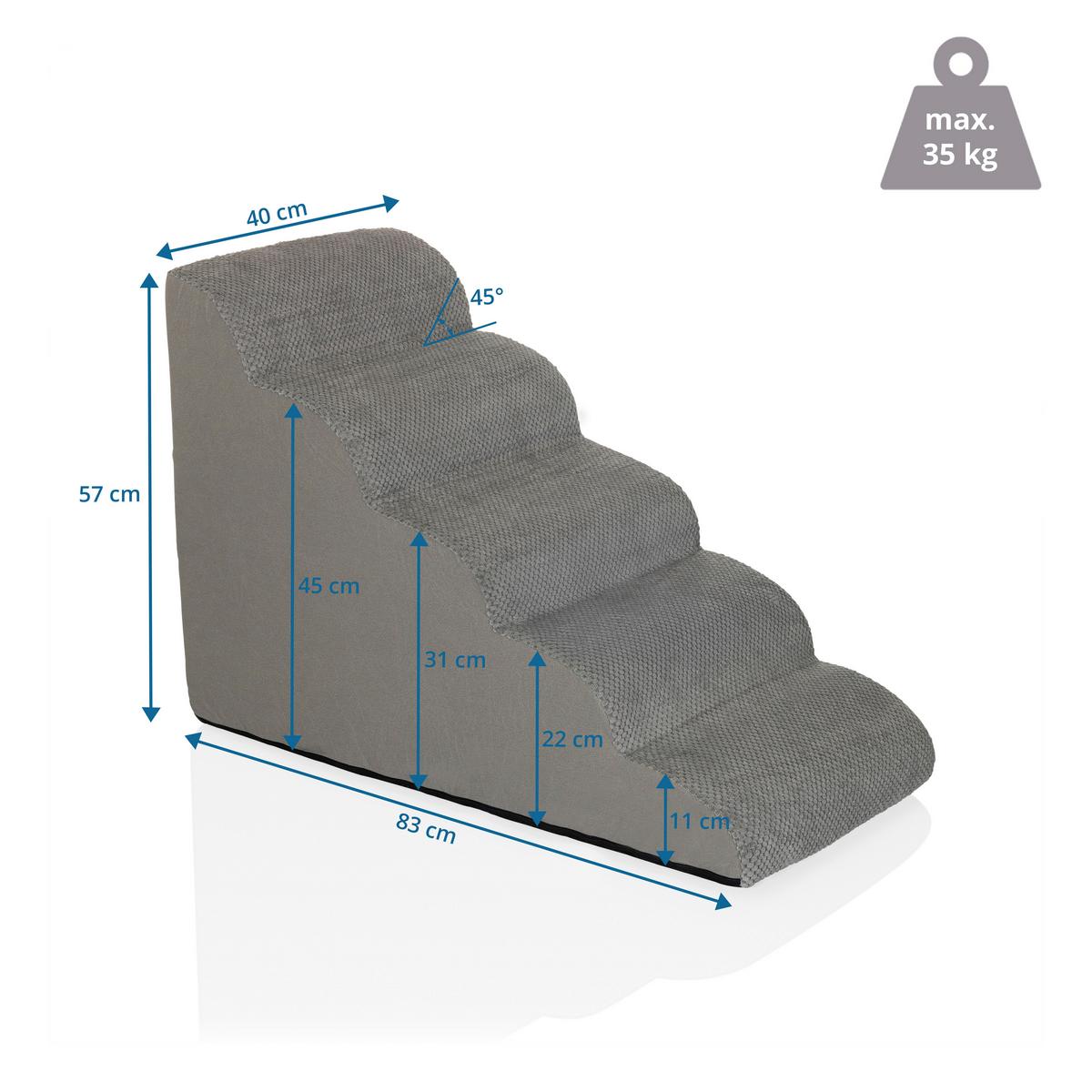 TIERHAUS Pawy Step Grau B: 40cm - Grau, MODERN, Textil (40/57/83cm) - MID.YOU