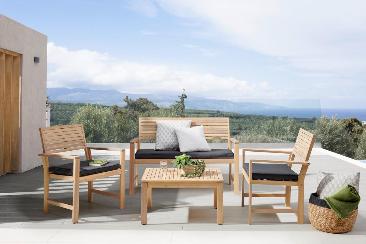 Lounge Garnitúra Bergen - akáciaszínű/sötétszürke, Modern, textil/fa (73cm) - Beldano