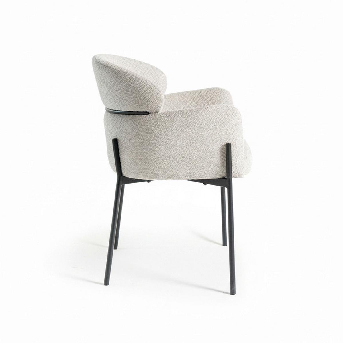 Židle s područkami Chloe, šedobéžová - černá/šedobéžová, Moderní, kov/textil (62/79/59,5cm) - Bessagi Home