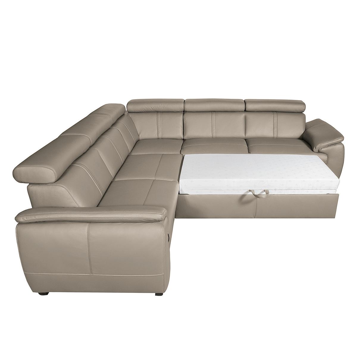 Ecksofa City Hellgrau S: 265x265 Cm - Wengefarben/Hellgrau, Design, Leder (265/265cm) - Livetastic