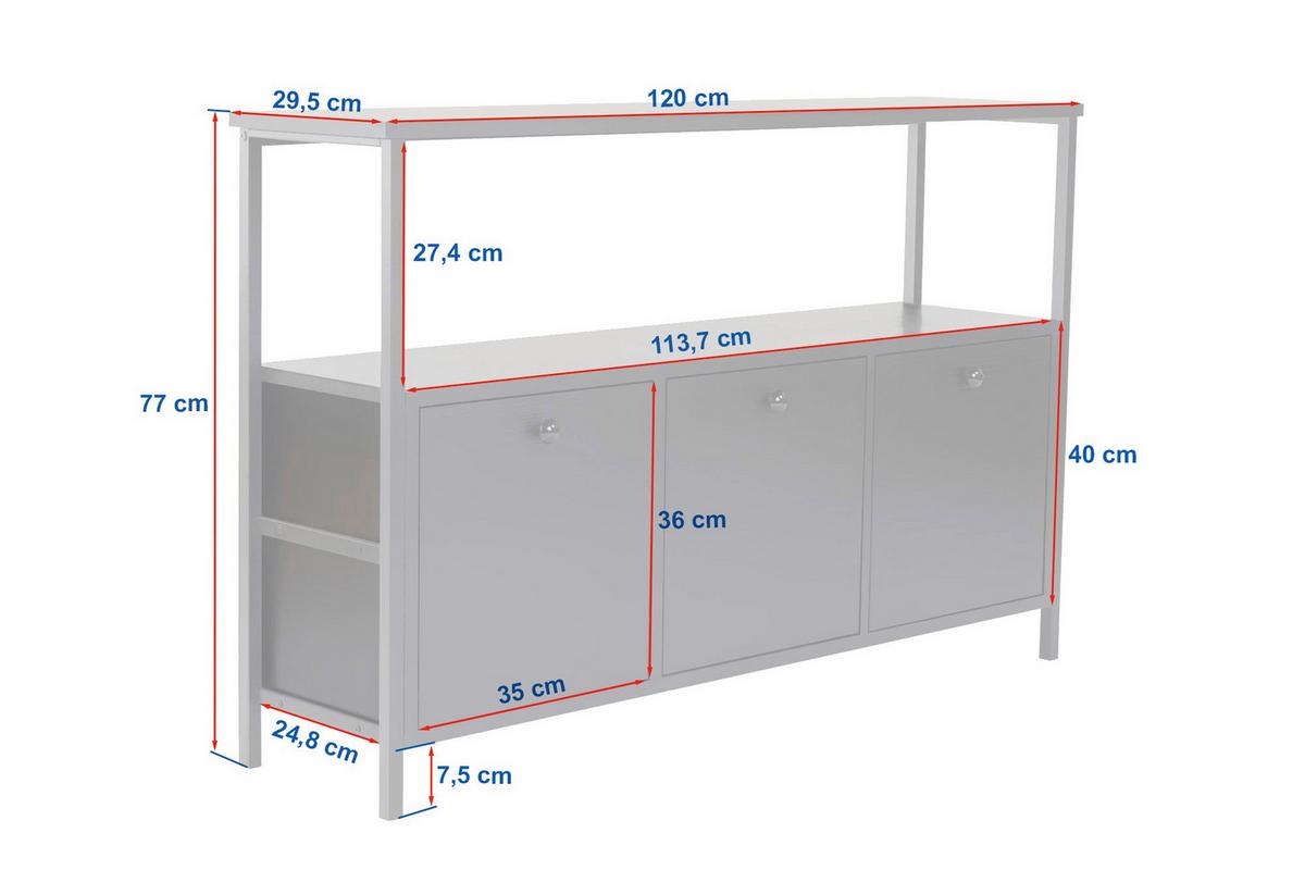 KOMMODE Schwarz/Walnuss B: 120cm - Walnussfarben/Schwarz, MODERN, Holzwerkstoff (120/77/30cm)