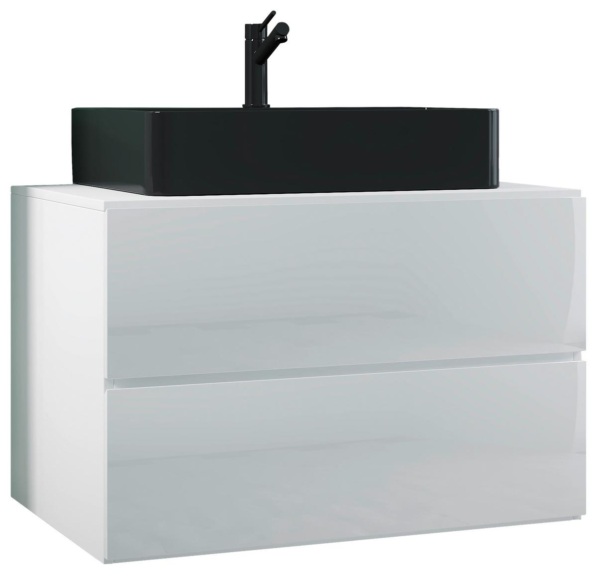 Waschtischkombi Lendas Bl S - Schwarz/Weiß, MODERN, Keramik/Holzwerkstoff (81cm) - MID.YOU