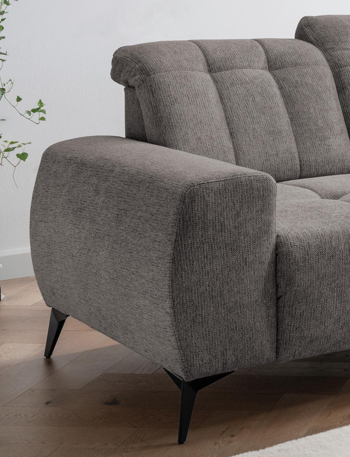 Ecksofa mit USB Anschluss Sano, Graubraun, S: 261x200 cm - Graubraun/Schwarz, MODERN, Textil (261/200cm) - Livetastic