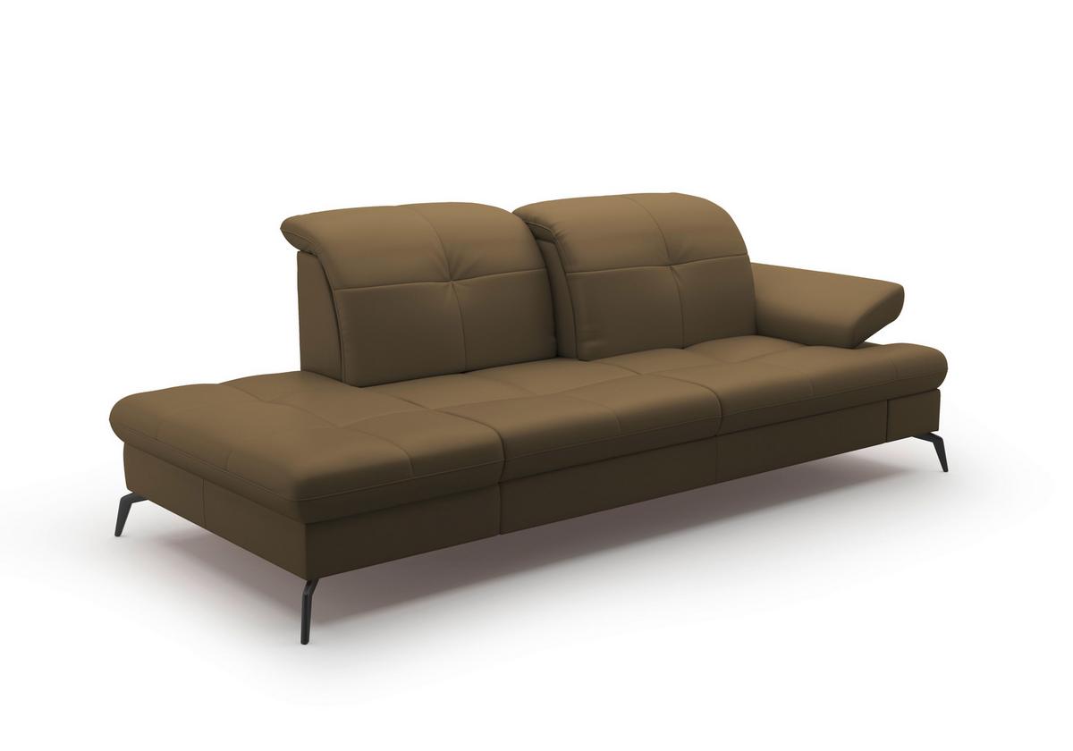 Récamiere Amica E, Olivgrün B: 231 Cm - Schwarz/Olivgrün, KONVENTIONELL, Leder (231/90/122cm) - Sit & More