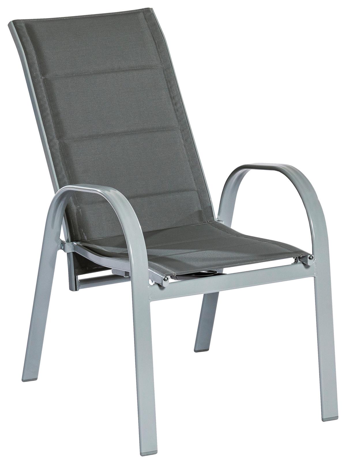 Gartensessel Stapelbar Amalfi Aluminium - Grau, MODERN, Kunststoff/Metall (59/107/71cm) - Gardenson