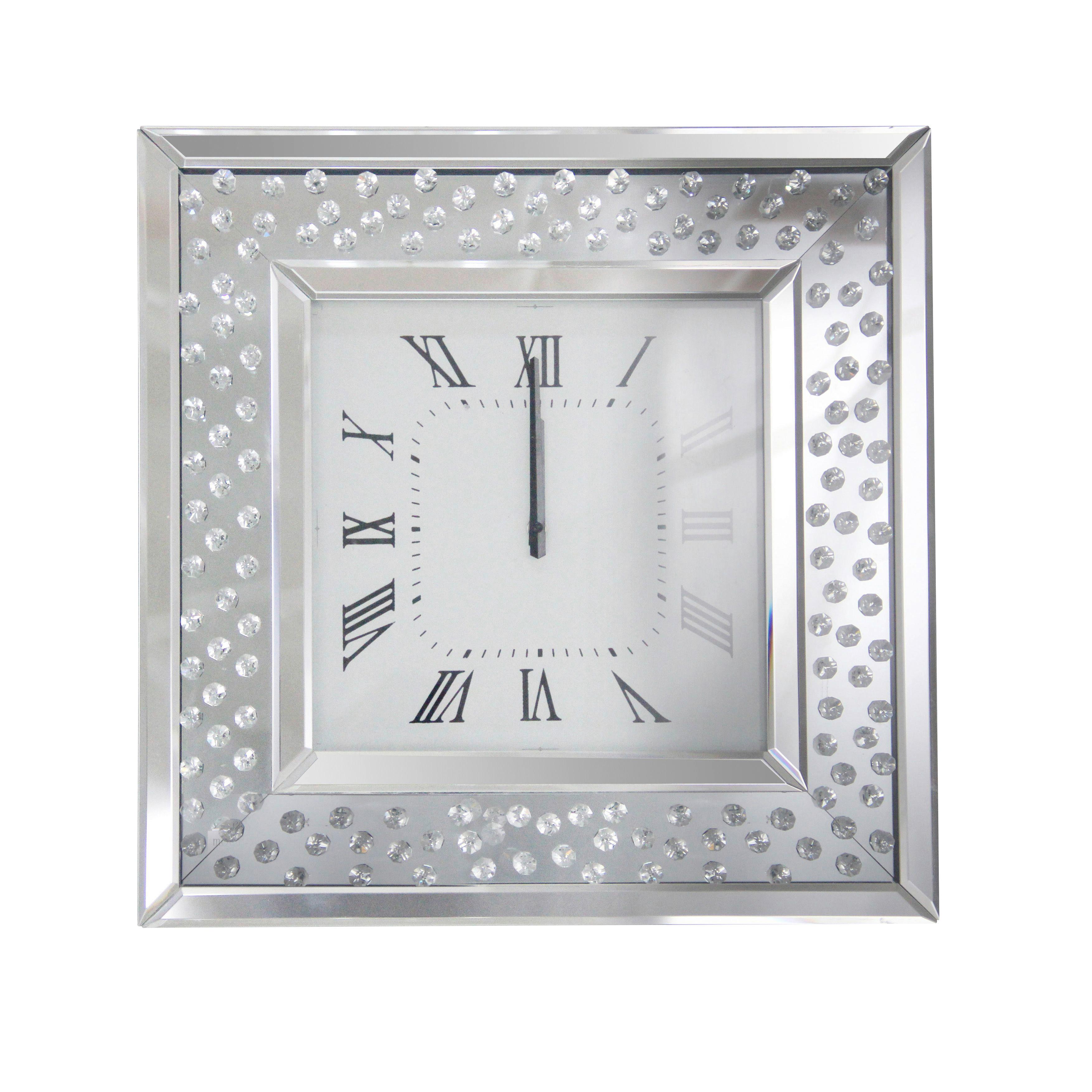 Hodiny Nástěnné Crystal - barvy stříbra, Moderní, kompozitní dřevo/sklo (50,5/50,5/5,3cm) - Modern Living