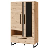 Vitrin Arkadia - fekete/Artisan tölgy, Modern, faalapú anyag/Üveg (80/140/40cm)