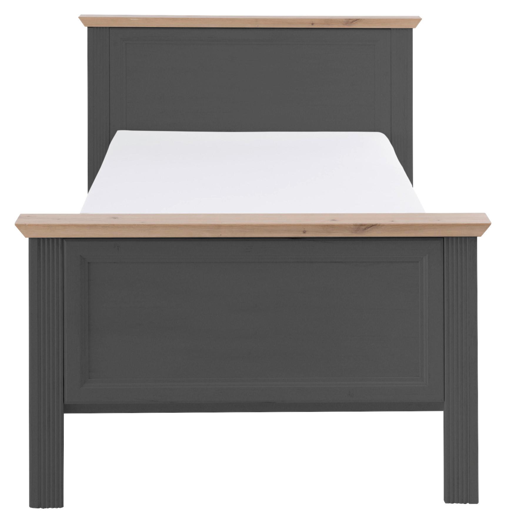 Bett Landhaus-Stil 100x200 Jasmin II Graphitfarben/Eiche - Graphitfarben/Schwarz, LIFESTYLE, Holzwerkstoff (100/200cm)