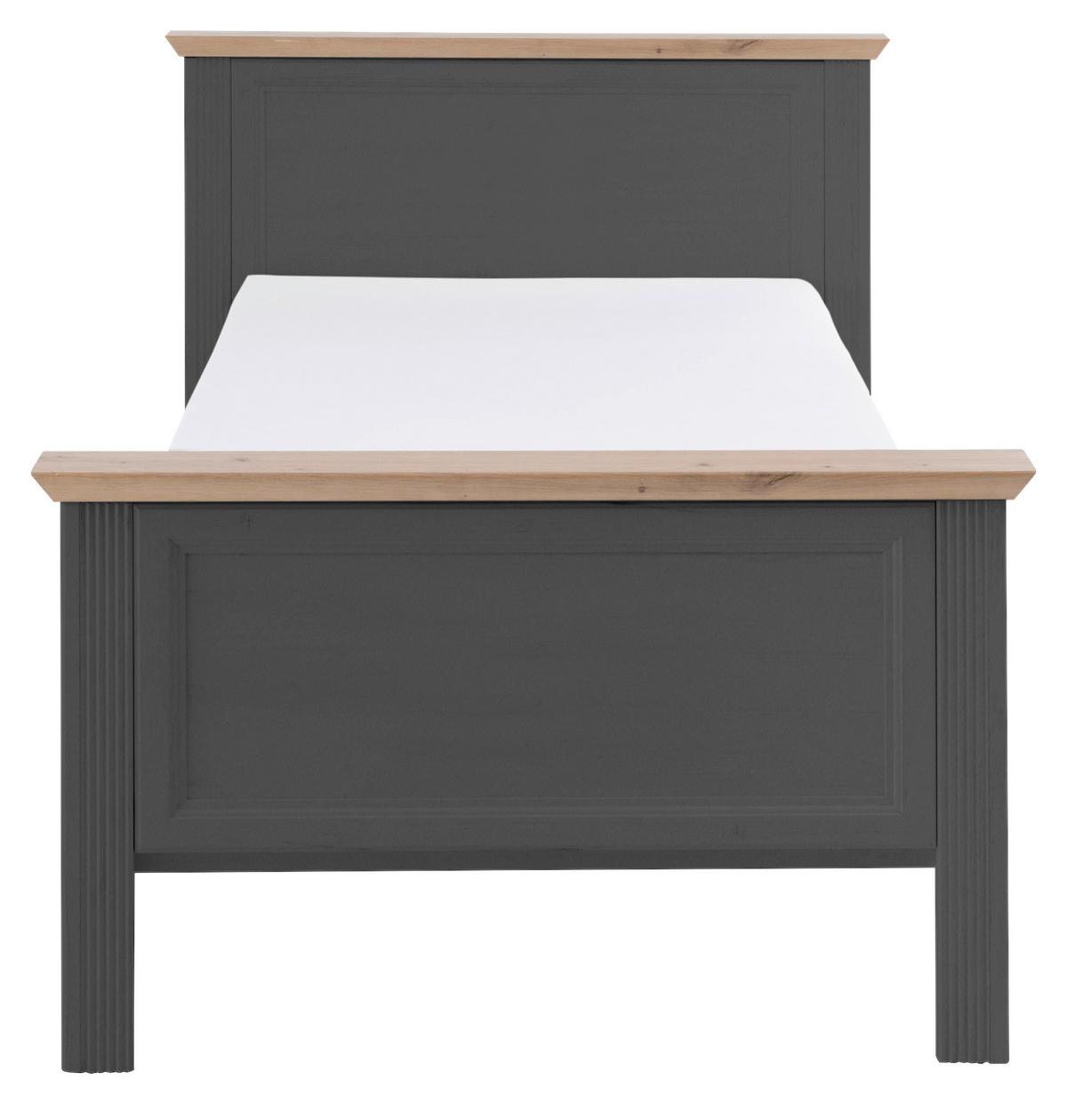 Bett Landhaus-stil 100x200 Jasmin Ii Graphitfarben/eiche - Graphitfarben/Schwarz, LIFESTYLE, Holzwerkstoff (100/200cm)