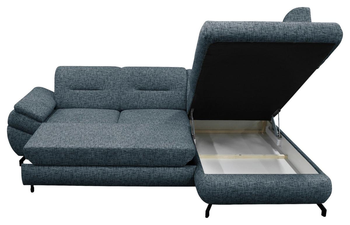 Ecksofa Imo Blau 274x201 cm - Blau/Schwarz, Design, Textil (274/201cm) - MID.YOU