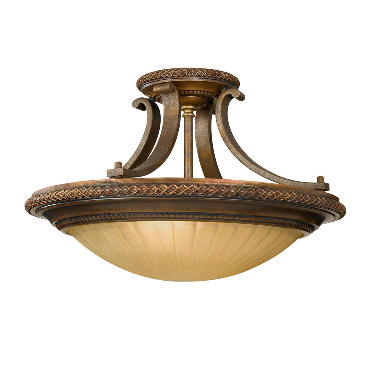 DECKENLEUCHTE FE-KELHAM-HALL-SF - Goldfarben/Bronzefarben, Natur, Glas/Metall (45.7/29.2cm) - Elstead Lighting