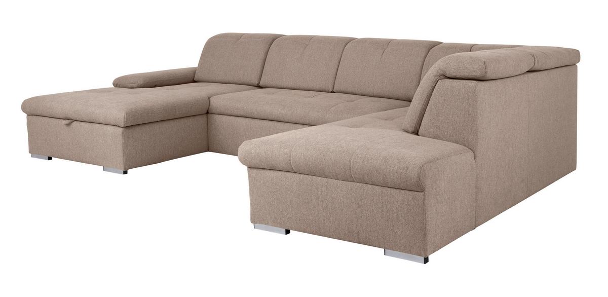 Wohnlandschaft Ramzes Hellbraun U: 173x328x215 cm - Hellbraun/Grau, Design, Textil (173/328/215cm) - MID.YOU