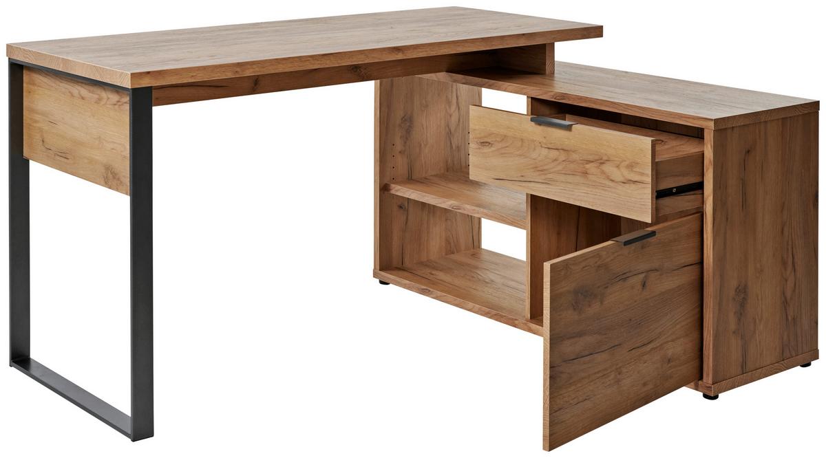 Eckschreibtisch Mit Stauraum B: 120cm H: 76cm Loop C 150 E - Eichefarben/Anthrazit, MODERN, Holzwerkstoff/Metall (150/120/76cm) - Livetastic