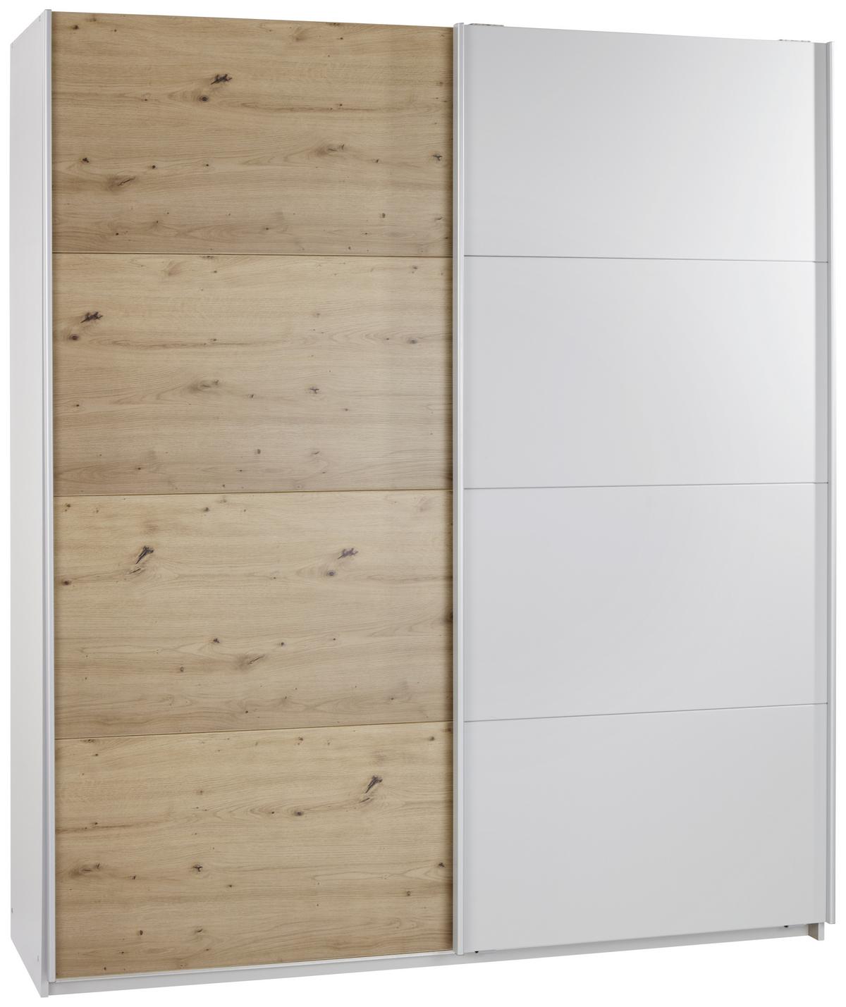 Schwebetürenschrank 226 cm Feldkirch 8, Grau/Eiche Dekor - Eichefarben/Grau, MODERN, Holzwerkstoff (226/210/62cm)