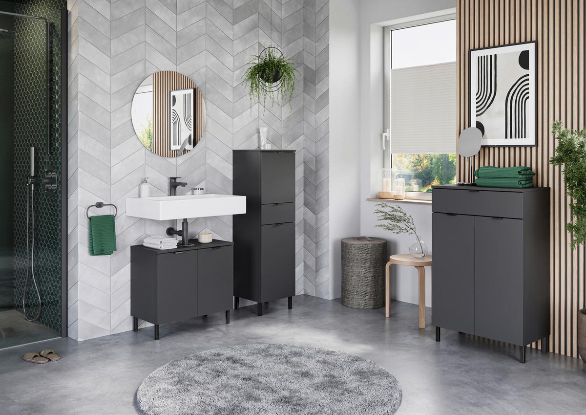 Waschbeckenunterschrank Gw-Arcena - Schwarz/Graphitfarben, MODERN, Holzwerkstoff (60/56/34cm) - Germania