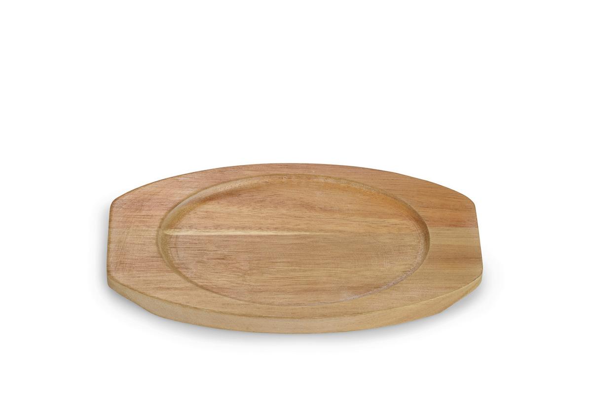 Servierpfanne Gusseisen Kratzfest Mit Servierbrett - Schwarz/Braun, Basics, Holz/Metall (18/3/12cm) - Echtwerk