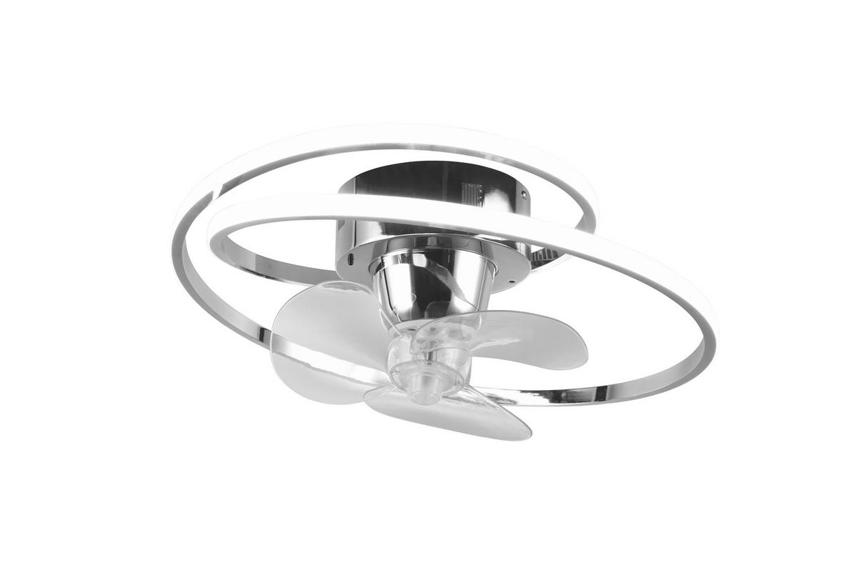 Deckenventilator Umea Chromfarben Transparent D:50cm - Chromfarben/Transparent, Design, Kunststoff/Metall (50/20cm)