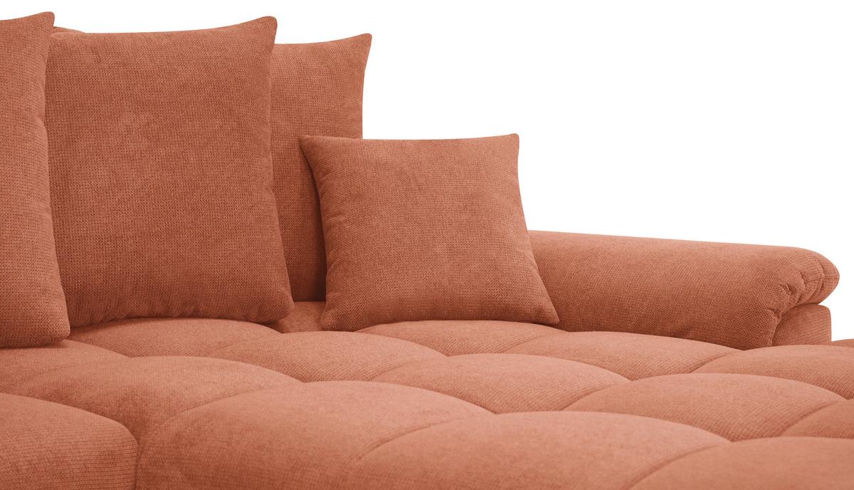 Rohová sedačka ERICE, pravá, koňaková - barvy chromu/koňaková, Design, textil/plast (312/198cm)
