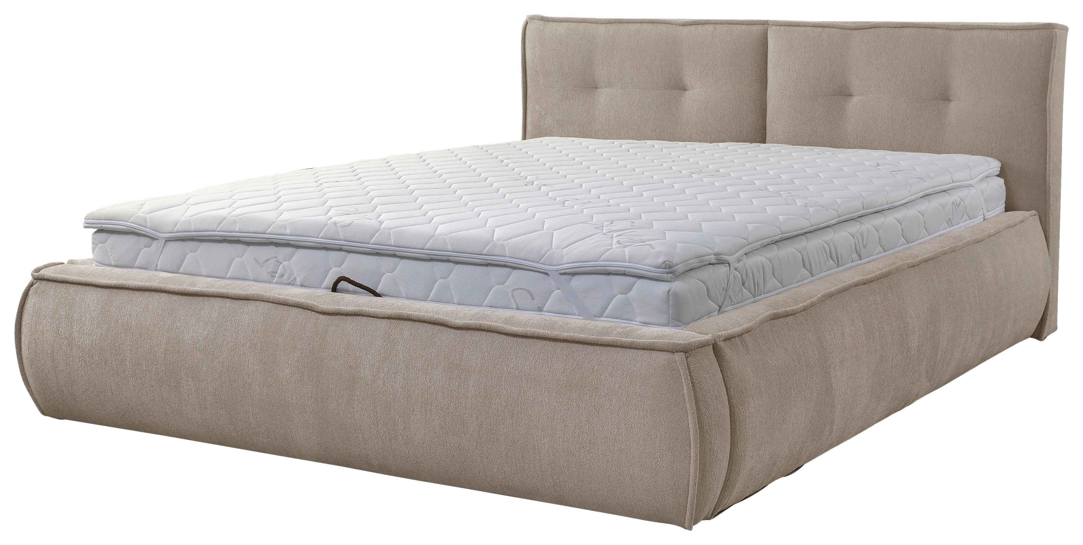 Polsterbett mit Lattenrost 160x200 cm Lacjo Hellbraun - Hellbraun/Beige, LIFESTYLE, Holz/Holzwerkstoff (160/200cm) - Livetastic
