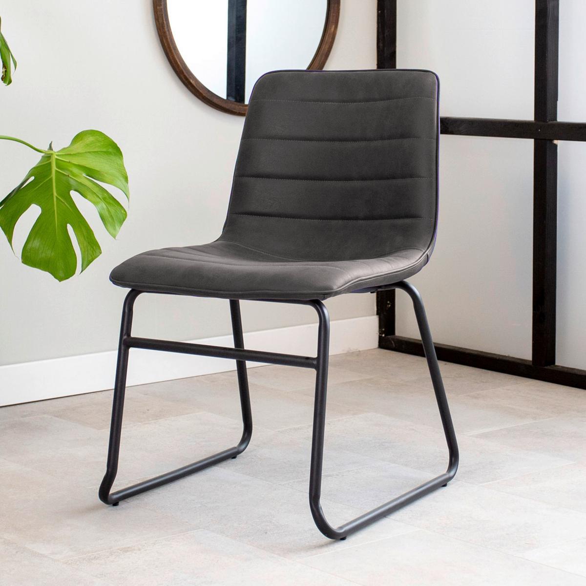 Stuhl Milan - Anthrazit/Schwarz, KONVENTIONELL, Kunststoff/Textil (48/77/56cm) - MID.YOU