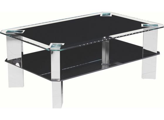 Dohányzóasztal Astana - fekete/nemesacél színű, modern, üveg/fém (110/44/70cm) Dohányzóasztal Astana - fekete/nemesacél színű, modern, üveg/fém (110/44/70cm)