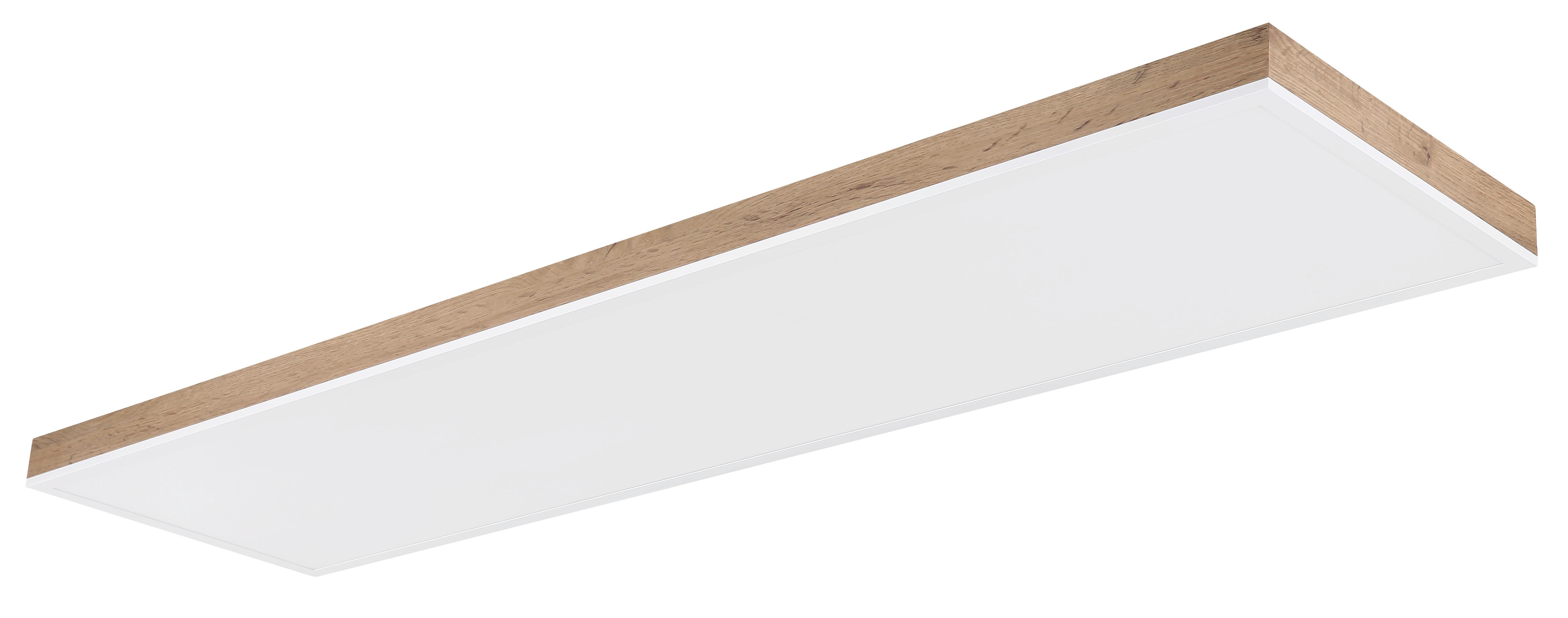 LED-DECKENLEUCHTE 416080WWD5-CCT - Dunkelbraun/Opal, Natur, Holzwerkstoff/Kunststoff (120/30/7.5cm) - Globo