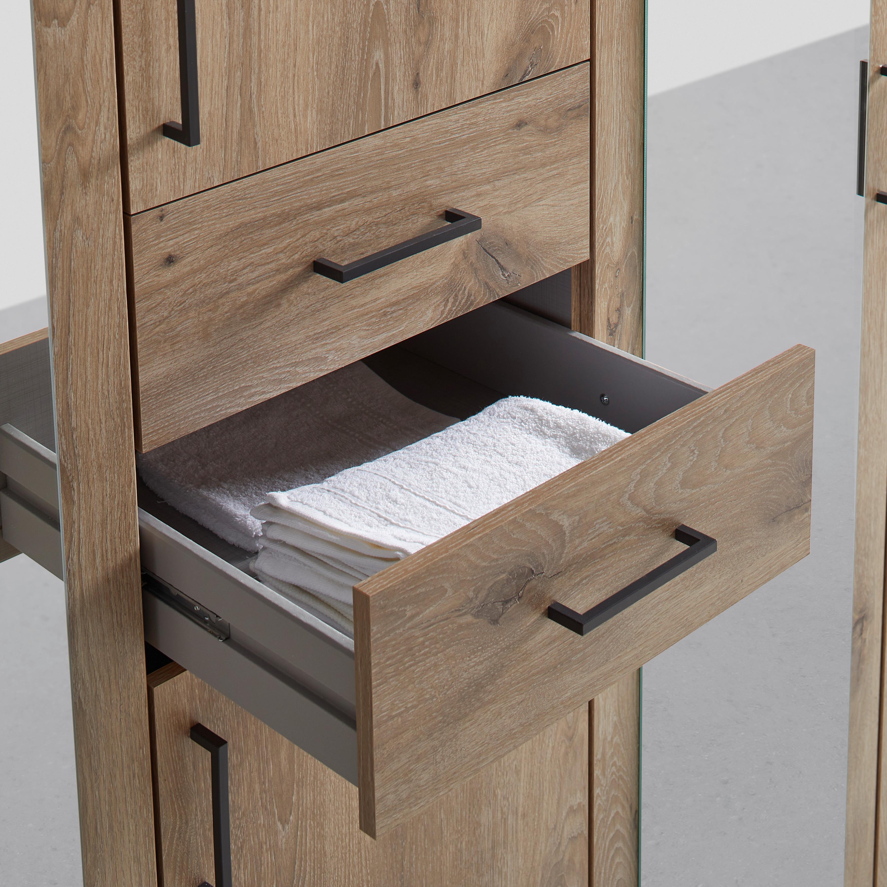 Skriňa s otočnými dverami DILLINGEN - barvy dubu/černá, Konvenční, kompozitní dřevo/plast (225/208/58cm) - Mömax