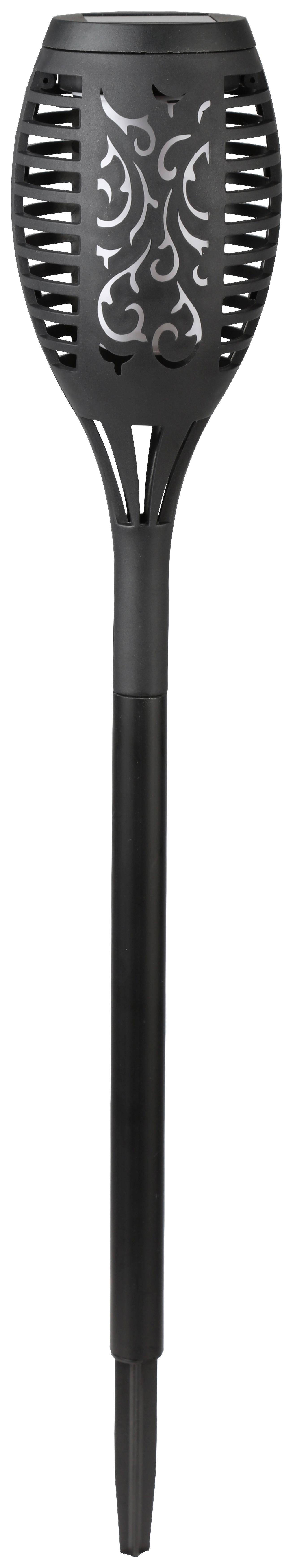 Solarleuchte Schwarz Valeria 12xled Flackernd H: 49,5cm - Schwarz, KONVENTIONELL, Kunststoff (7,5/49,5cm) - Homezone