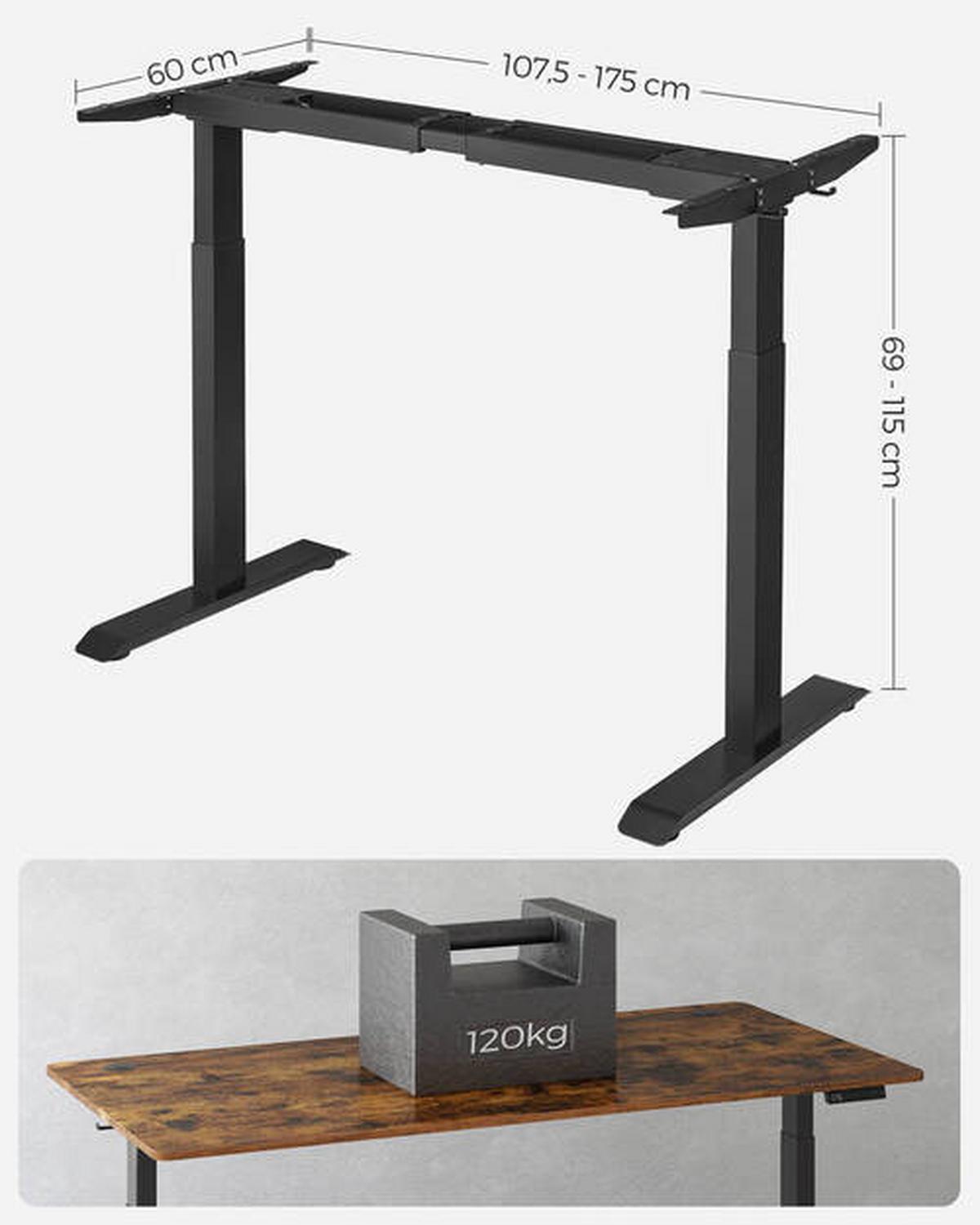 Schreibtischbeine Schwarz B:107,5-175 cm, H: 69-115 cm - Schwarz, Basics, Metall (107,5-175/69-115/60cm) - Boxxx