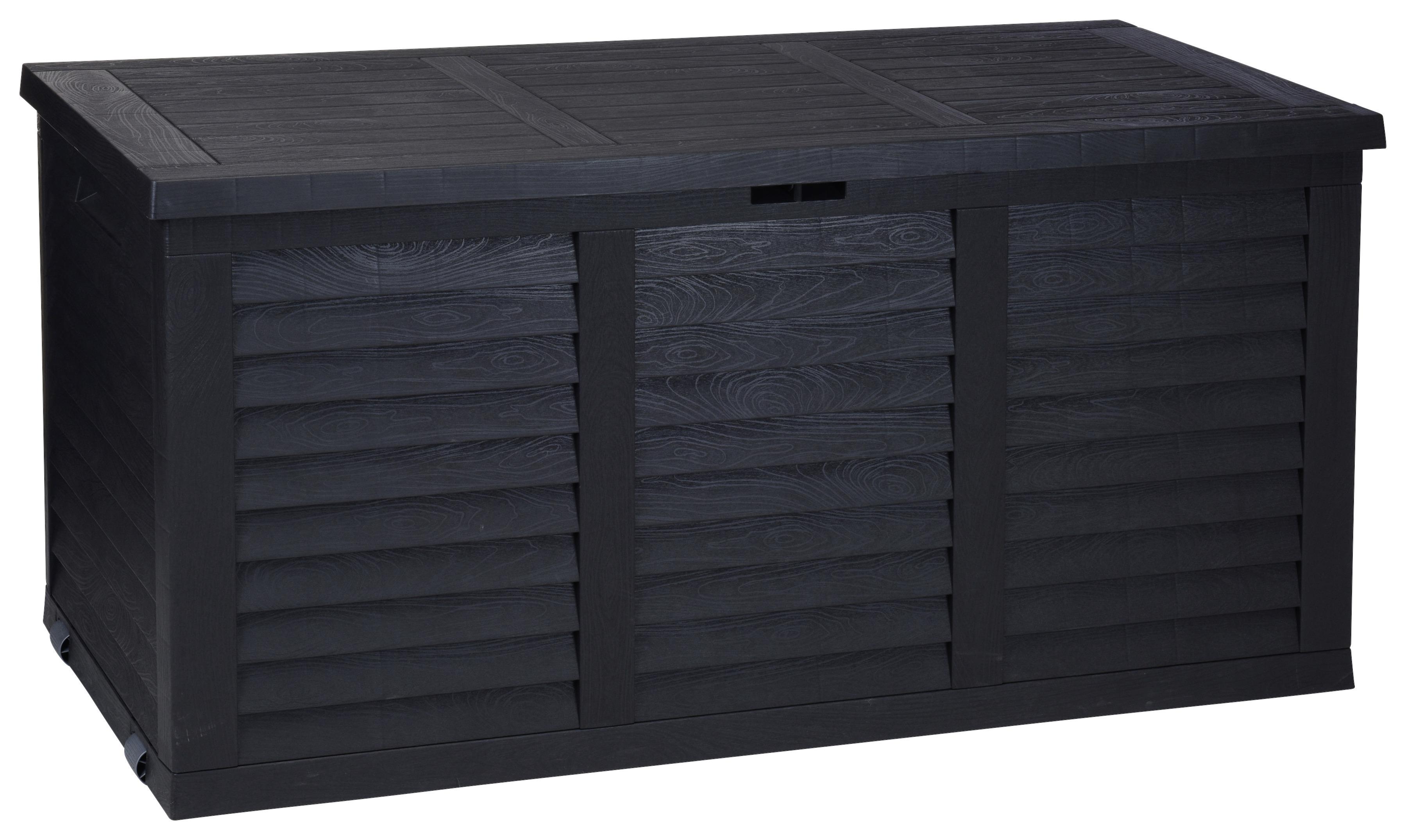 Kissenbox Hippo 120x58x52 cm Schwarz, Kunststoff - Dunkelgrau, MODERN, Kunststoff (120/58/52cm)