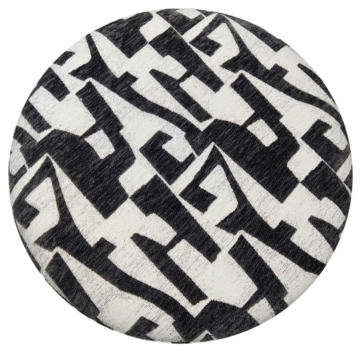 Taburet MILA, černo-bílá žinylka,do 120 kg - bílá/černá, Lifestyle, kompozitní dřevo/textil (52/33/52cm) - Mömax