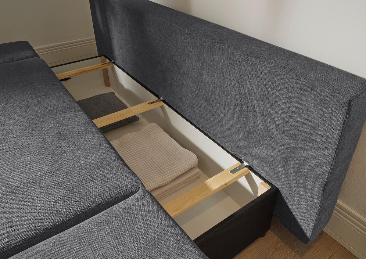 Schlafsofa Sunny 3dl Anthrazit B: 212 Cm - Anthrazit/Schwarz, KONVENTIONELL, Holzwerkstoff/Textil (212/88/101cm) - MID.YOU