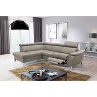 Ecksofa Lince Teilleder Schlammfarben 197x257 - Chromfarben/Schlammfarben, Design, Leder/Textil (197/257cm) - Livetastic