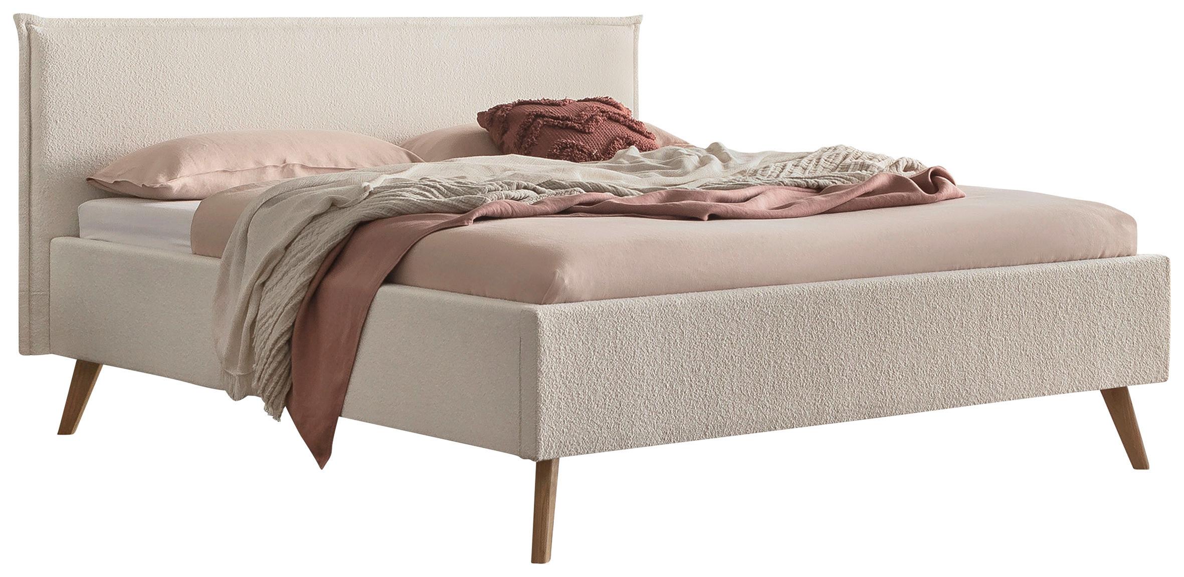 Polsterbett Selena Bouclé Weiß, 140x200 - Eichefarben/Weiß, Design, Textil (140/200cm) - Hasena