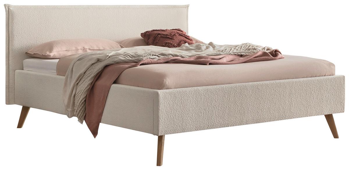 Polsterbett Selena Bouclé Weiß, 140x200 - Eichefarben/Weiß, Design, Textil (140/200cm) - Hasena
