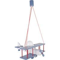 Kinderhängeleuchte Flugzeug H: 75 Cm 1-Flammig - Blau/Rot, KONVENTIONELL, Holz (42/45/75cm)