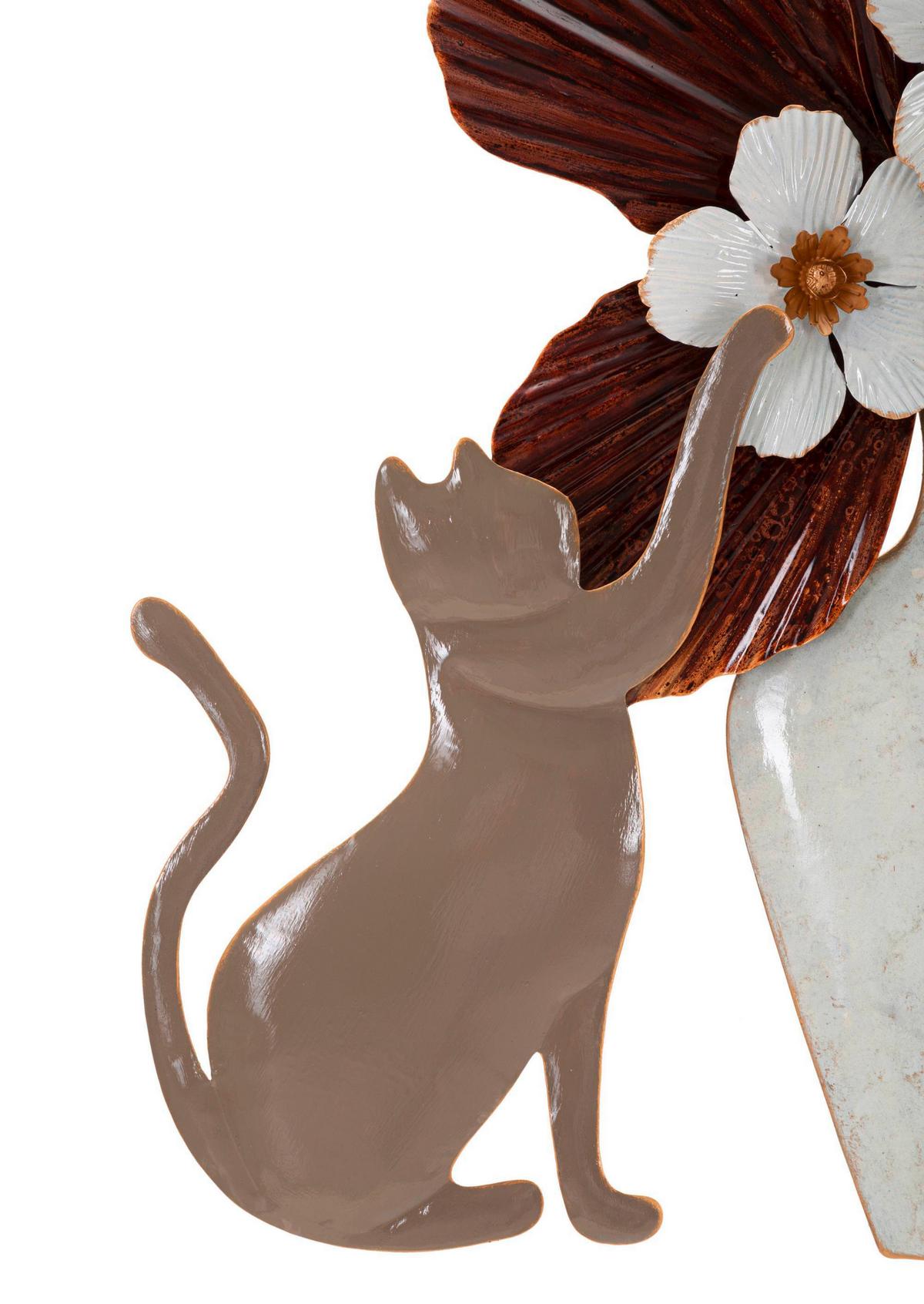 Wanddeko Cat Braun, Gold, Weiß B: 54,6 cm - Goldfarben/Braun, Basics, Metall (54.60/59.7/8.9cm)