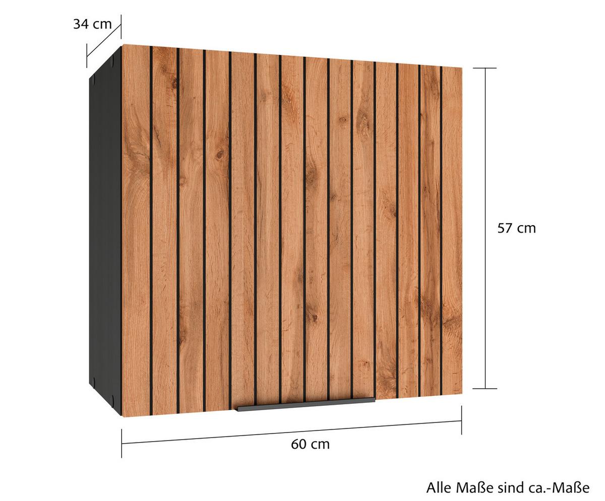 Küchenoberschrank Liverpool Graphit, Eiche Dekor B: 60 Cm - Eiche Wotan/Schwarz, Basics, Holzwerkstoff (60/57/34cm) - Held