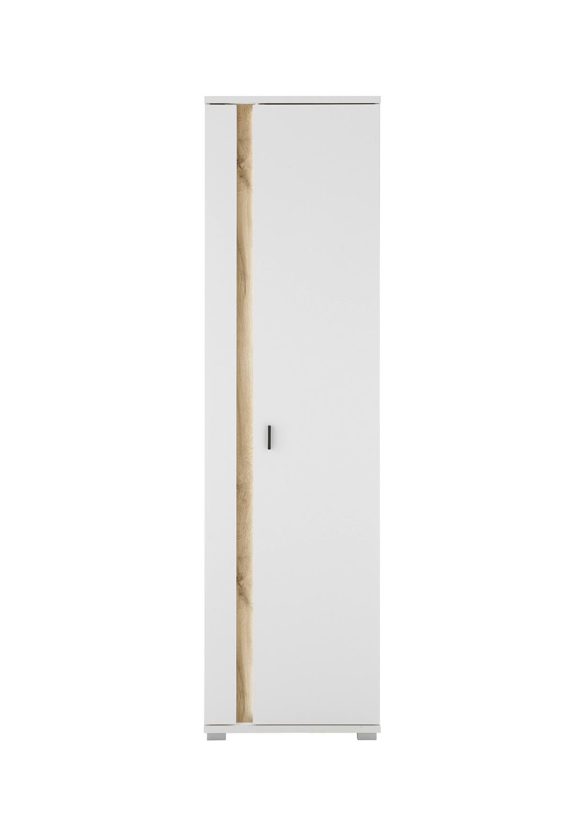 Highboard Long Island Weiß/Eiche Wotan B: 55 cm - Silberfarben/Eiche Wotan, Design, Holzwerkstoff (55/200/35cm) - MID.YOU